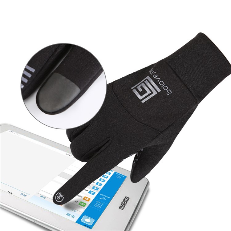 Winter Cycling Gloves Men Full Finger Touch Screen Gloves Waterproof Warm Bike Gloves - Black, Size: S-2