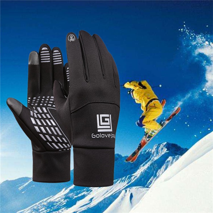 Winter Cycling Gloves Men Full Finger Touch Screen Gloves Waterproof Warm Bike Gloves - Black, Size: S-3