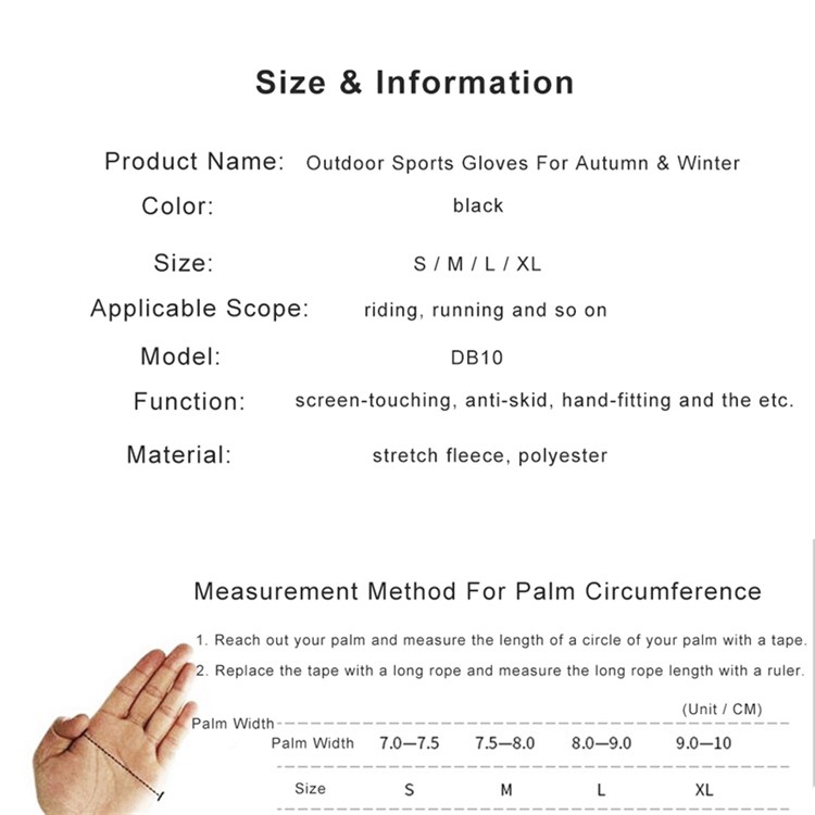 Winter Cycling Gloves Men Full Finger Touch Screen Gloves Waterproof Warm Bike Gloves - Black, Size: S-5