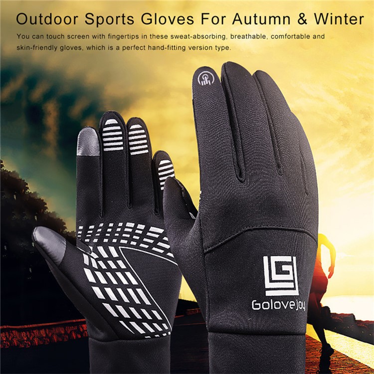 Winter Cycling Gloves Men Full Finger Touch Screen Gloves Waterproof Warm Bike Gloves - Black, Size: S-6