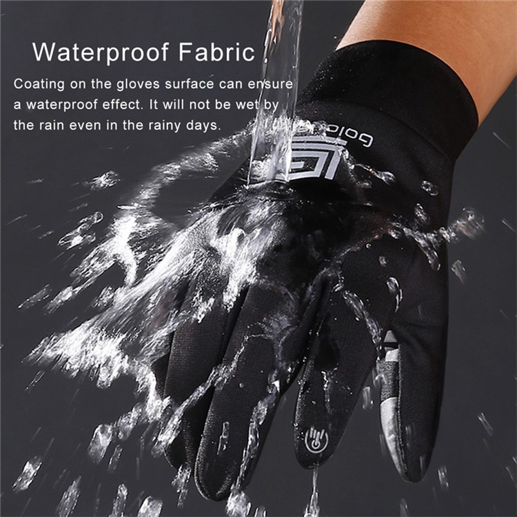 Winter Cycling Gloves Men Full Finger Touch Screen Gloves Waterproof Warm Bike Gloves - Black, Size: S-9