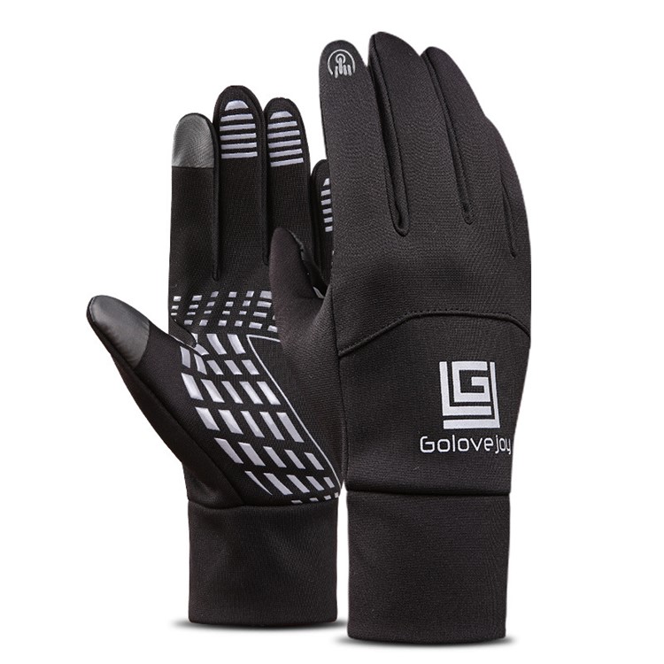 Winter Cycling Gloves Full Finger Touch Screen Gloves Waterproof Warm Bike Gloves for Men - Black, Size: XL-1