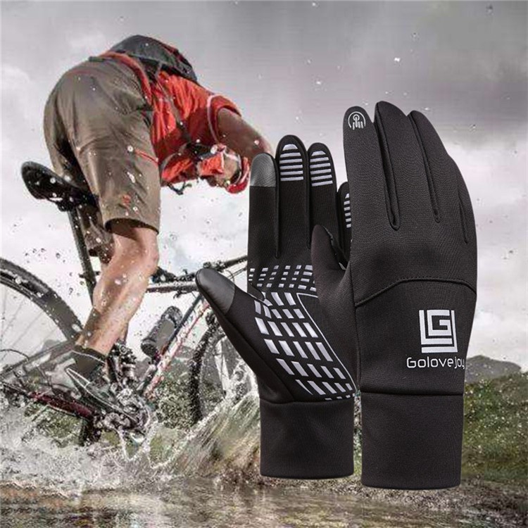 Winter Cycling Gloves Full Finger Touch Screen Gloves Waterproof Warm Bike Gloves for Men - Black, Size: XL-4