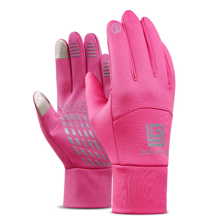 Women's Winter Warm Bike Gloves Touch Screen Gloves Waterproof Full Finger Gloves - Pink, Size: L-1