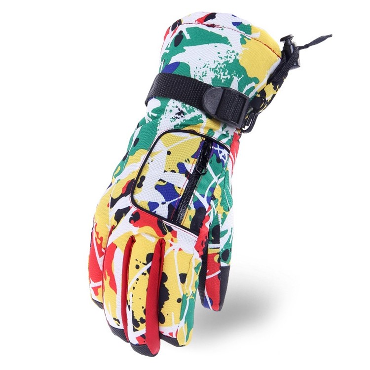 Women Winter Hot Ski Gloves Outdoor Sports Comfortable Windproof Snowboard Gloves - Yellow