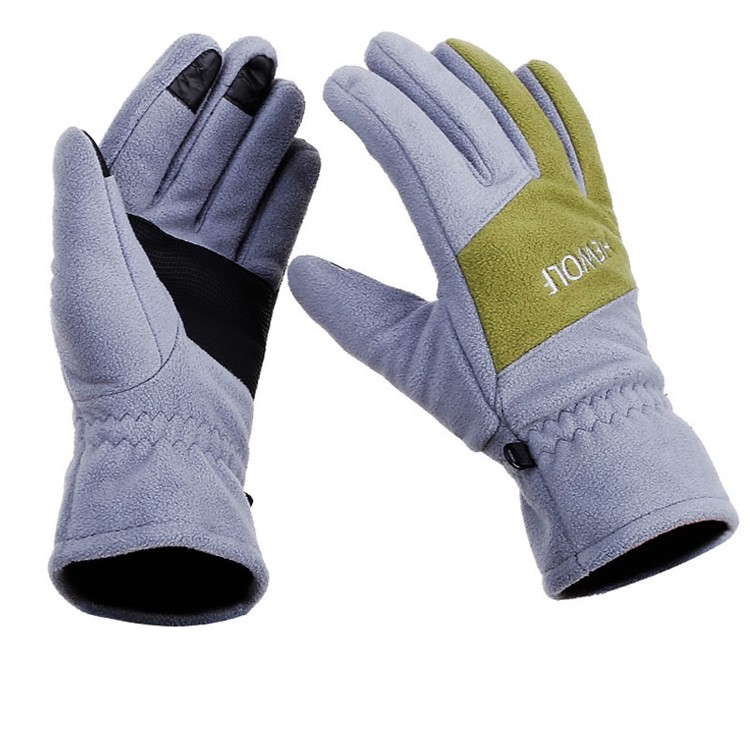 Winter Warm Skiing Touch Screen Mittens Outdoor Hiking Sports Windproof Waterproof Nylon Ski Snowboard Gloves - XL / Grey + Green