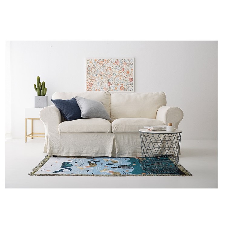 Mermaid Pattern Warm Tassels Sofa Throw Blanket Couch Cover Decorative Soft Chair Cover-6