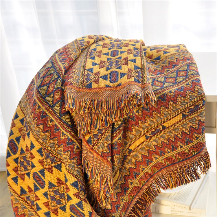 Bohemian Style Thick Cotton Blanket Home Leisure Blankets Sofa Cover Bedding Carpet with Tassels, Size: 180x230cm-4