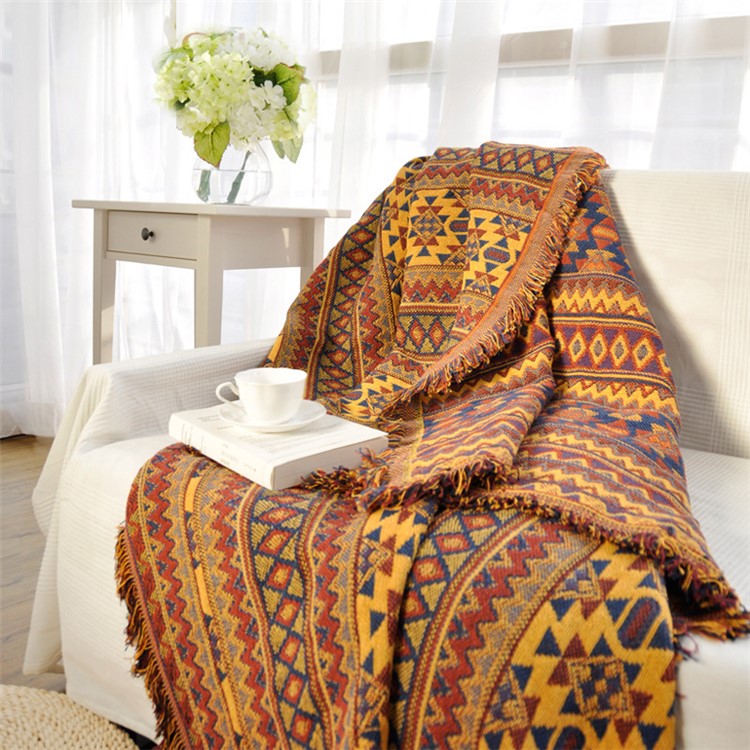 Purchased Bohemian Style Tels Thick Cotton Blanket Home Leisure Blankets Bedding Carpet Sofa Cover Size 130x180cm