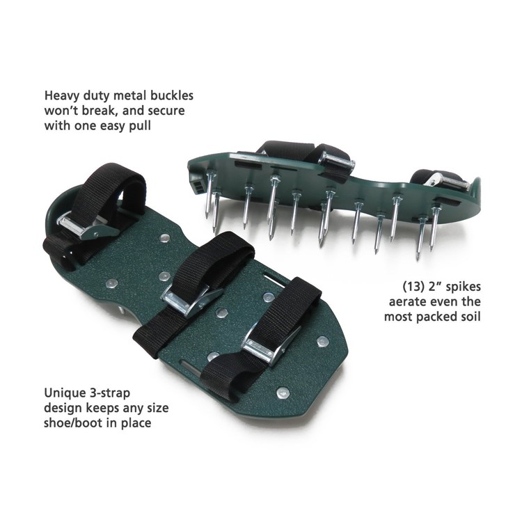 Lawn Aerator Shoes Metal Buckles and 3 Straps-2