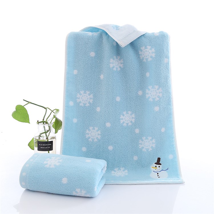 3PCS Cute Snowman Patern 35 x 75cm Pure Cotton Towels-4