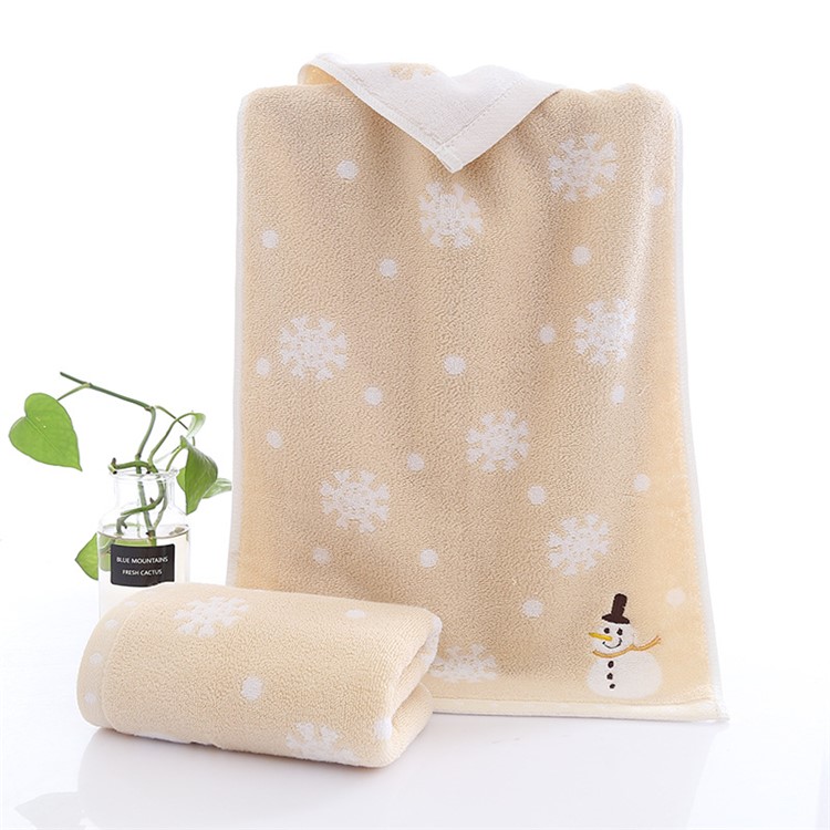 3PCS Cute Snowman Patern 35 x 75cm Pure Cotton Towels-5
