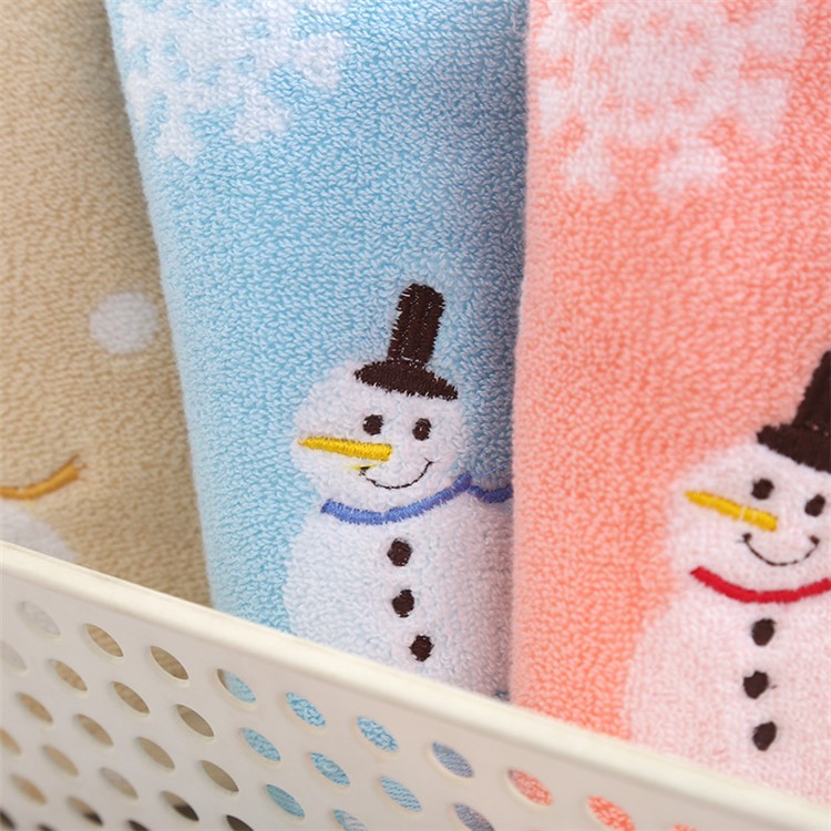 3PCS Cute Snowman Patern 35 x 75cm Pure Cotton Towels-8