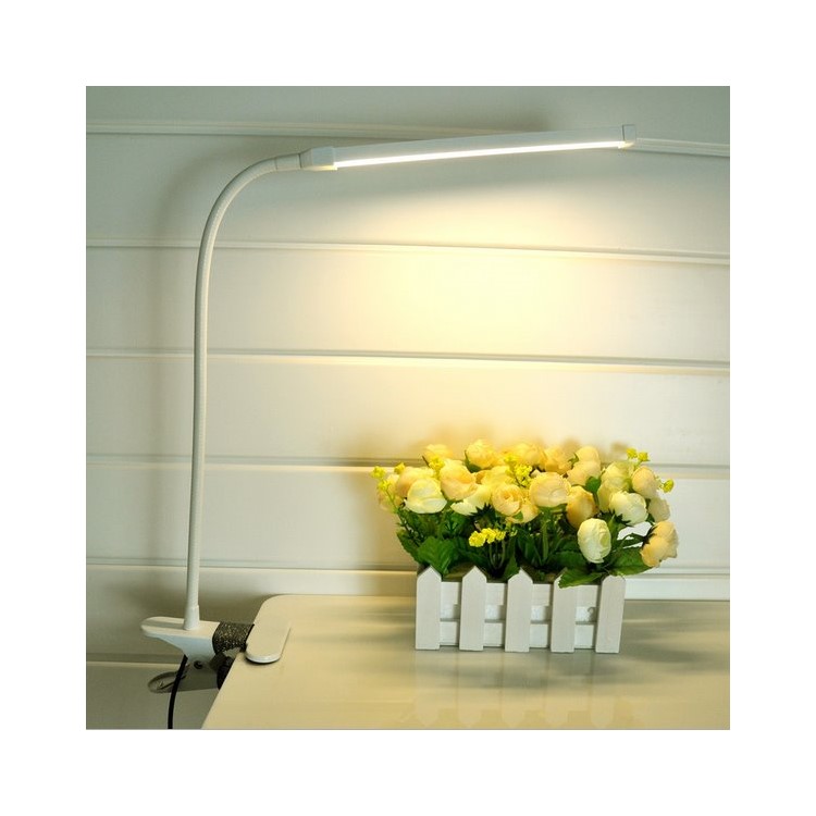 Dimmable Eye-Care LED Desk Lamp Clip On Flexible Gooseneck Table Light - White-1