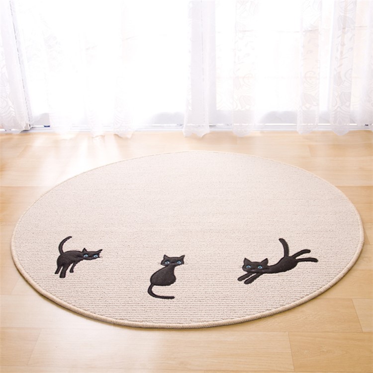 New Arrival 80cm Cat Pattern Bedroom Carpet Kawaii Kids Play Mat Anti-slip Hallway Rugs - Beige-2