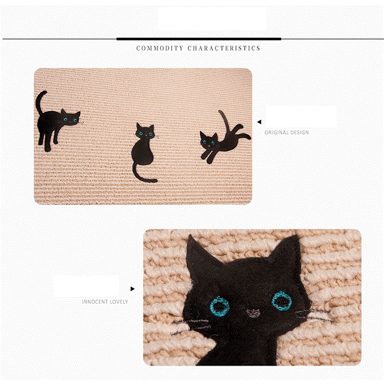 New Arrival 80cm Cat Pattern Bedroom Carpet Kawaii Kids Play Mat Anti-slip Hallway Rugs - Beige-4