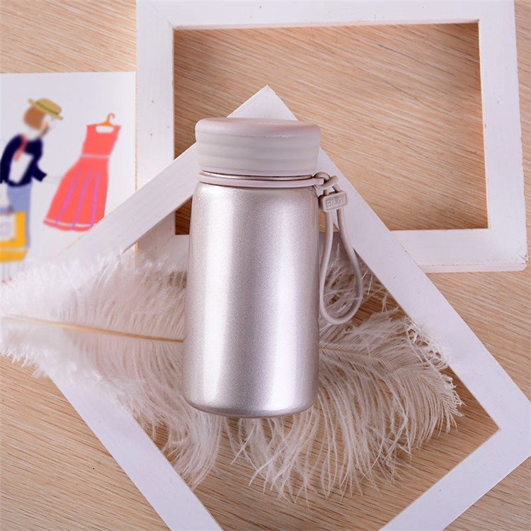 Fashion 304 Stainless Steel Vacuum Water Bottle with Silicone Hand Strap - 300ml / Gold Color-1