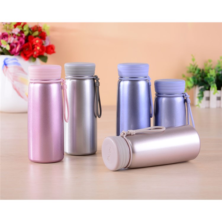 Fashion 304 Stainless Steel Vacuum Water Bottle with Silicone Hand Strap - 300ml / Gold Color-4