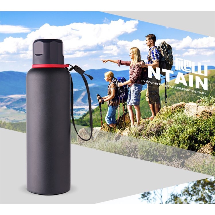 Stainless Steel Vacuum Insulated Thermos Bottle 550ML Sport Beverage Bottle - Black-3