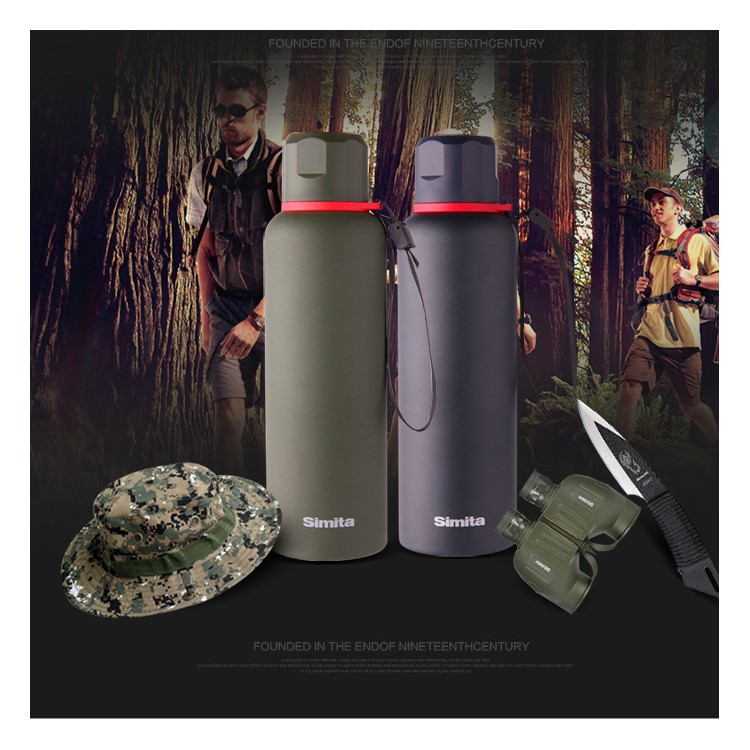 Leakproof Vacuum Insulated Thermos Bottle 550ML Beverage Bottle with Strap for Outdoors Cycling, Running etc. - Green-4