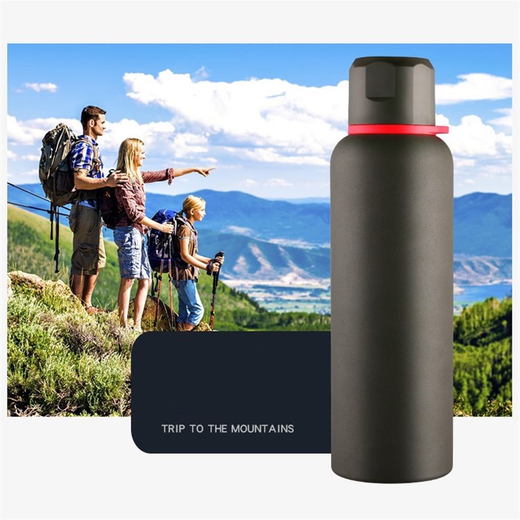 Leakproof Vacuum Insulated Thermos Bottle 550ML Beverage Bottle with Strap for Outdoors Cycling, Running etc. - Green-5