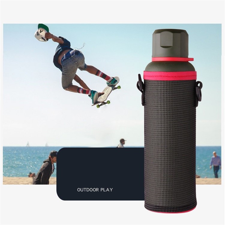 Leakproof Vacuum Insulated Thermos Bottle 550ML Beverage Bottle with Strap for Outdoors Cycling, Running etc. - Green-7