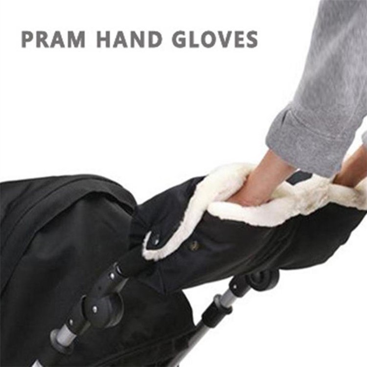 Baby Pram Stroller Warmer Gloves Pushchair Hand Winter Handlebar Muff - Black-1