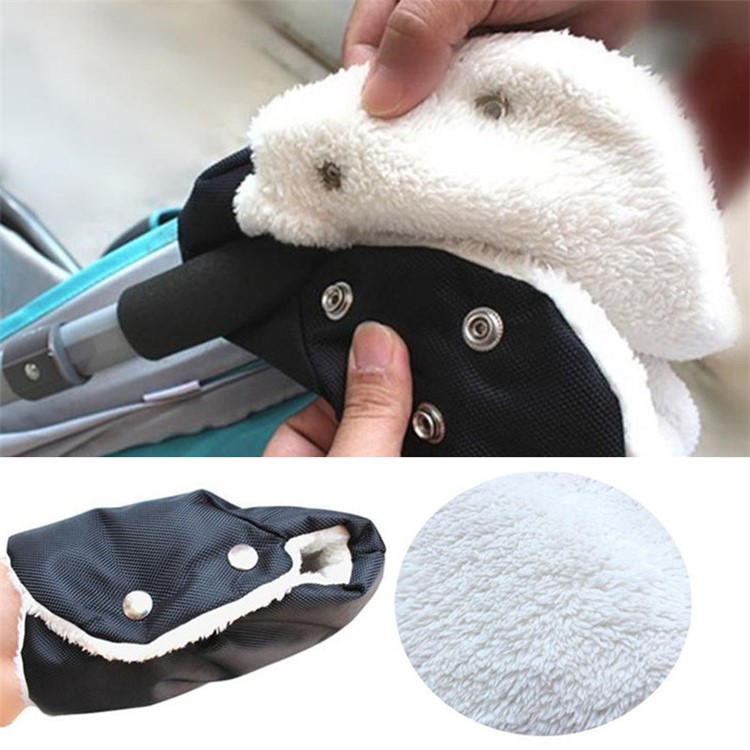 Baby Pram Stroller Warmer Gloves Pushchair Hand Winter Handlebar Muff - Black-3