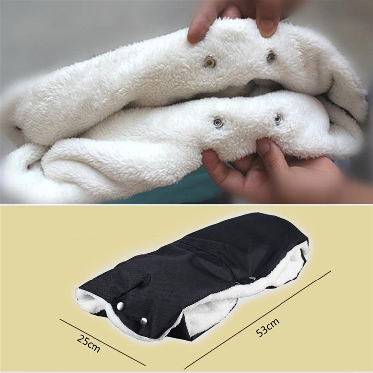 Baby Pram Stroller Warmer Gloves Pushchair Hand Winter Handlebar Muff - Black-4