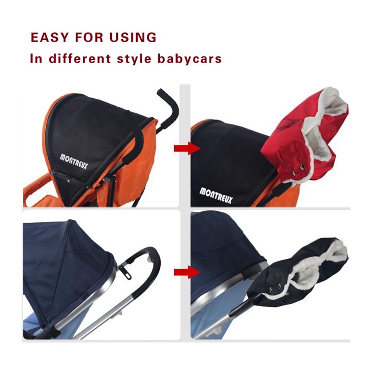 Waterproof Brand New and High Quality Warmer Gloves for Pushchair Handle - Red-4