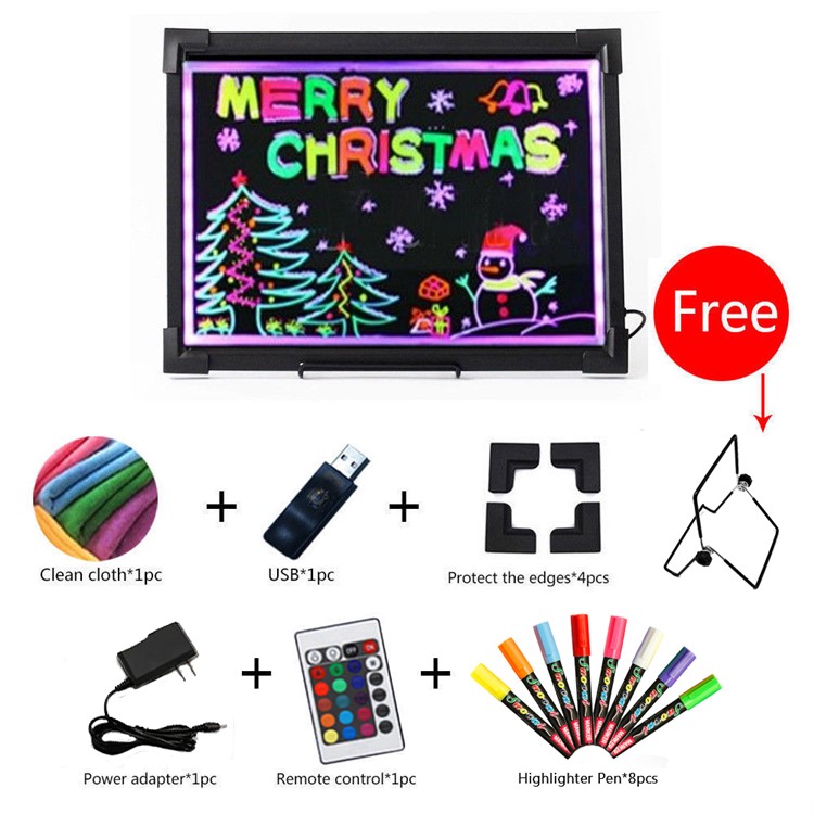 Flashing Illuminated Erasable LED Message Writing Board DIY Drawing Painting Sketching Pad, Size: 40x30cm - US Plug-1