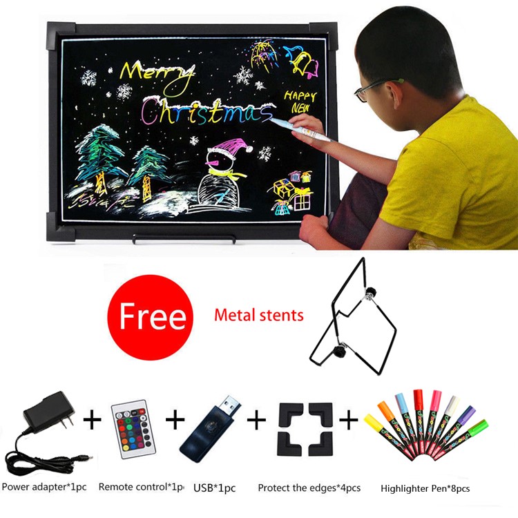 Flashing Illuminated Erasable LED Message Writing Board DIY Drawing Painting Sketching Pad, Size: 40x30cm - US Plug-2