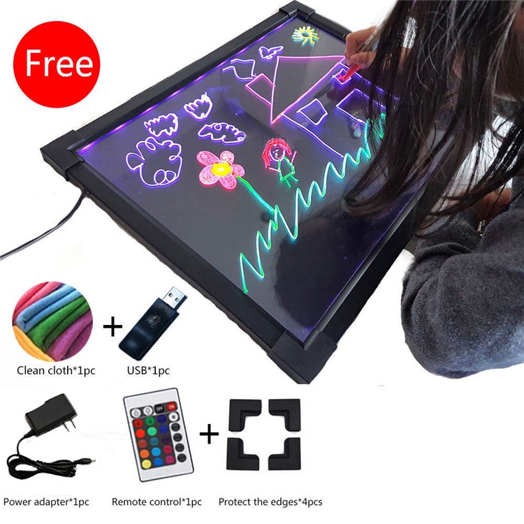 Flashing Illuminated Erasable LED Message Writing Board DIY Drawing Painting Sketching Pad, Size: 40x30cm - US Plug-4