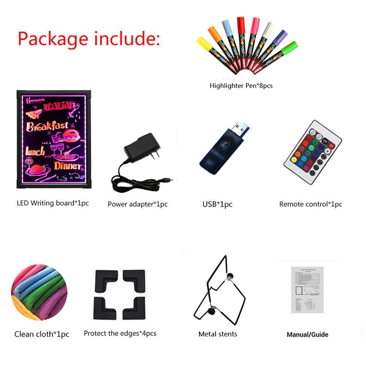Flashing Illuminated Erasable LED Message Writing Board DIY Drawing Painting Sketching Pad, Size: 40x30cm - US Plug-7