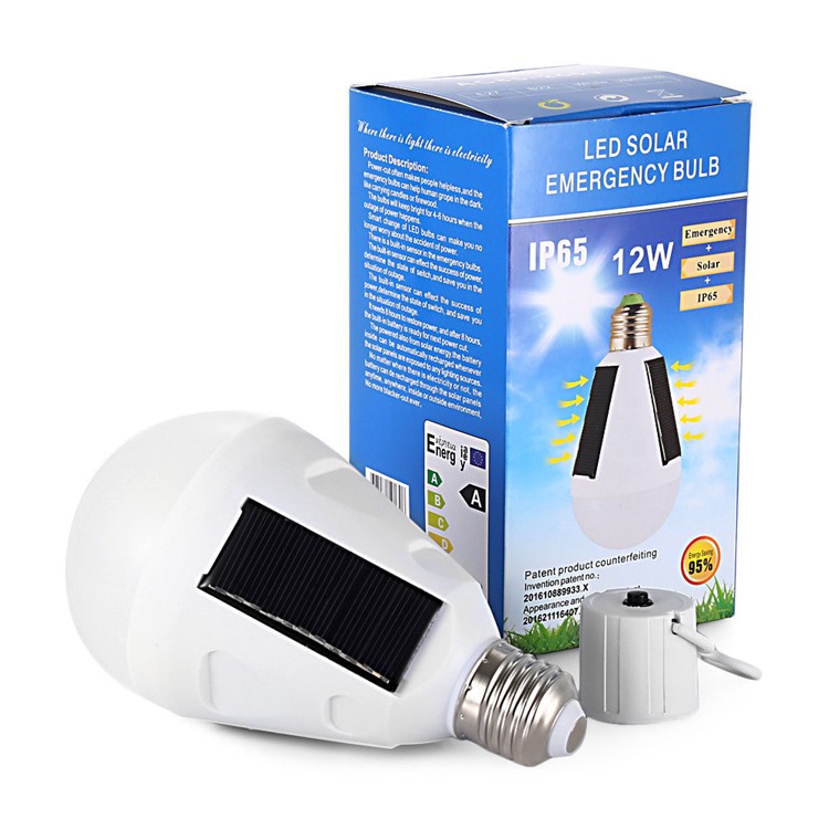 Portable Solar Panel Powered LED Bulb Emergency Lamps 12W-1
