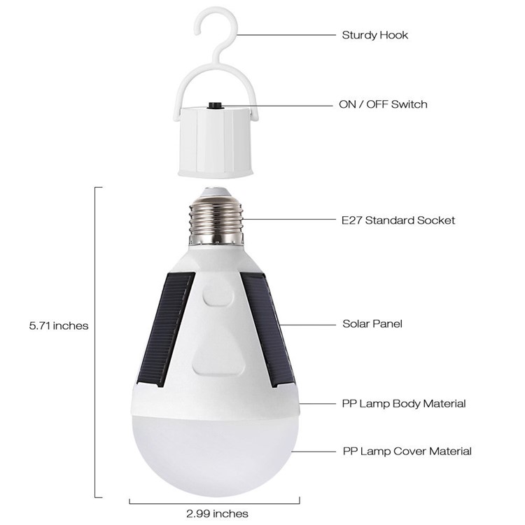 Portable Solar Panel Powered LED Bulb Emergency Lamps 12W-2