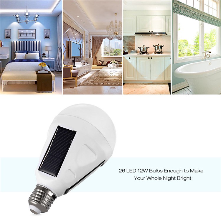 Portable Solar Panel Powered LED Bulb Emergency Lamps 12W-4