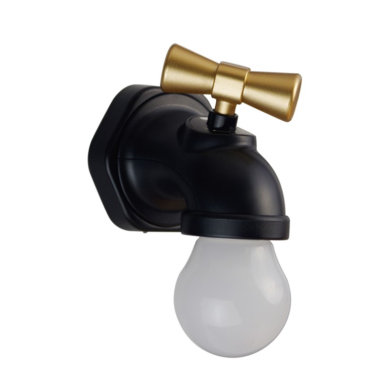 Novelty Faucet Shape Voice Control Night Light USB Rechargeable Antique Tap LED Wall Light - Black-2