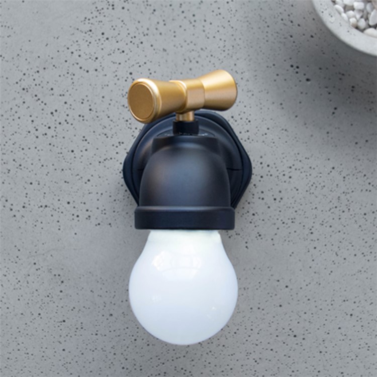 Novelty Faucet Shape Voice Control Night Light USB Rechargeable Antique Tap LED Wall Light - Black-4