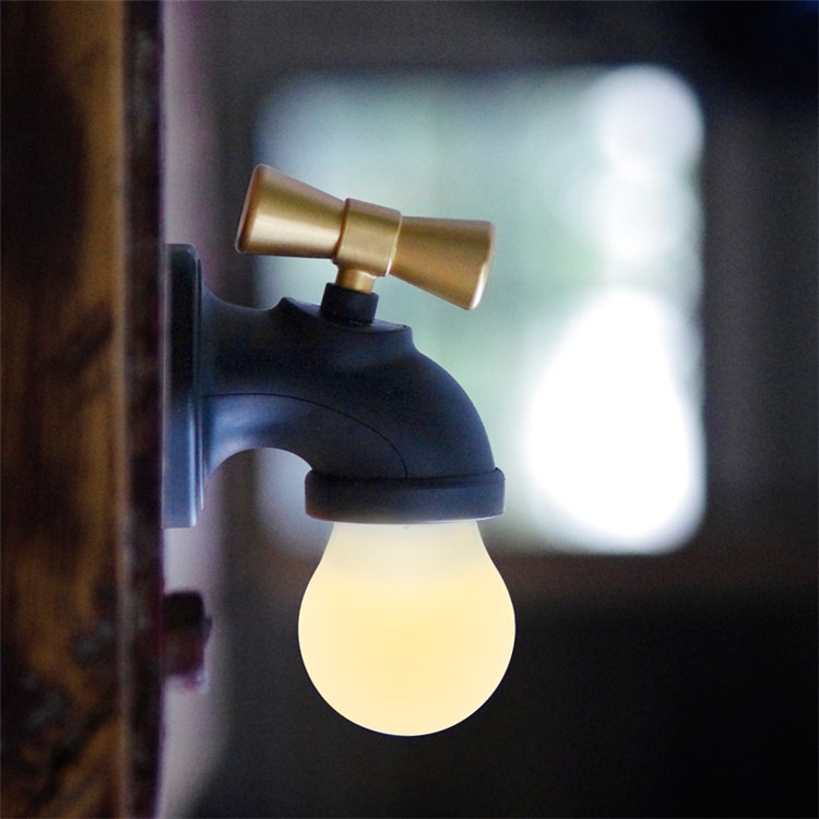Novelty Faucet Shape Voice Control Night Light USB Rechargeable Antique Tap LED Wall Light - Black-5