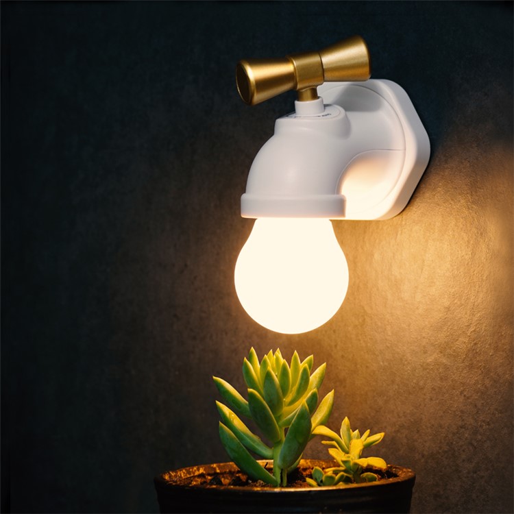 Faucet Type Voice Control LED Night Lamp USB Rechargeable Tap Night Light - White-1