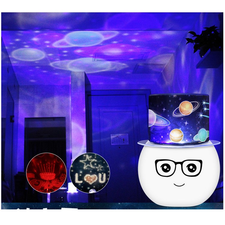 Magic Rotatable Projection Light Smart 4 Modes Dimmable Night Lamp - Gentleman Face-1