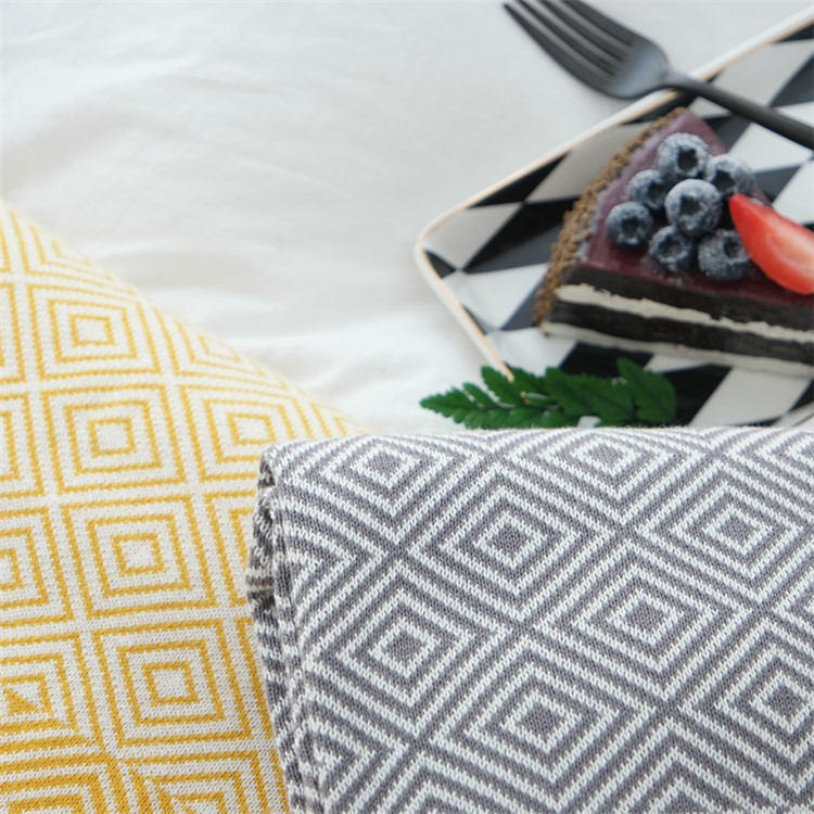 Knitted Cotton Zigzag Moulding Tassels Throw Blanket Bedspreads Bedroom Decor Blanket - Grey-4