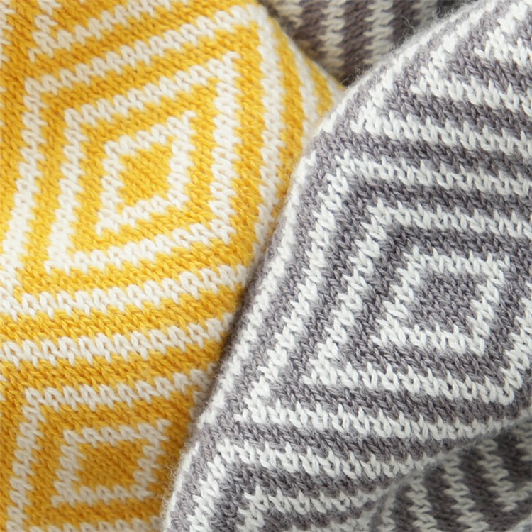 Knitted Cotton Zigzag Moulding Tassels Throw Blanket Bedspreads Bedroom Decor Blanket - Grey-9