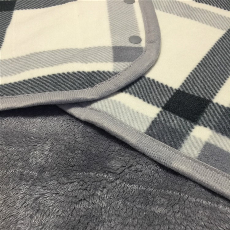 Soft Flannel Polar Fleece Blanket Sofa Warm Blanket, Size: 135 x 80cm - Grey and White Grid Pattern-3
