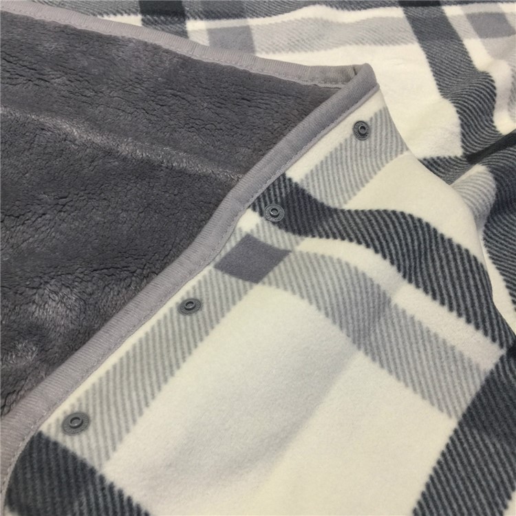 Soft Flannel Polar Fleece Blanket Sofa Warm Blanket, Size: 135 x 80cm - Grey and White Grid Pattern-4
