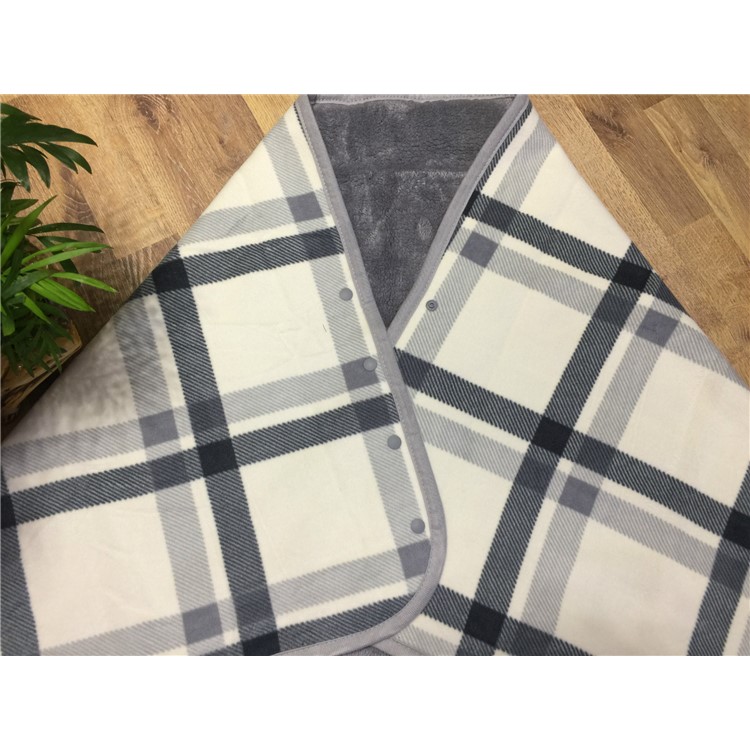 Soft Flannel Polar Fleece Blanket Sofa Warm Blanket, Size: 135 x 80cm - Grey and White Grid Pattern-5
