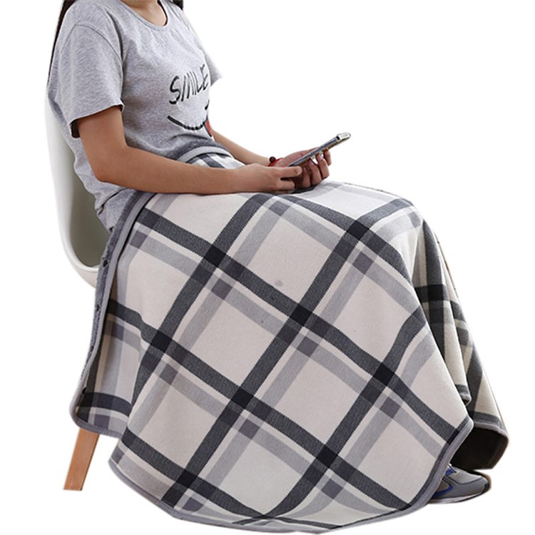 Soft Flannel Polar Fleece Blanket Sofa Warm Blanket, Size: 135 x 80cm - Grey and White Grid Pattern-6