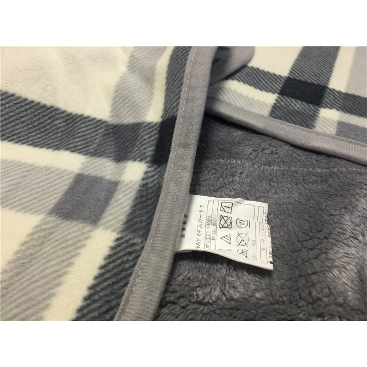 Soft Flannel Polar Fleece Blanket Sofa Warm Blanket, Size: 135 x 80cm - Grey and White Grid Pattern-7