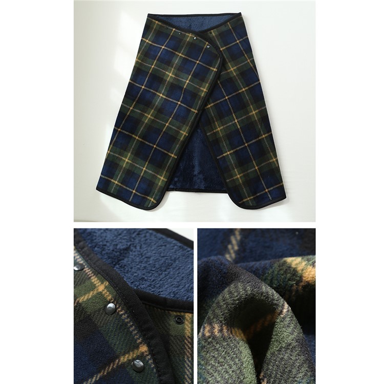 Soft Polar Fleece Flannel Blanket Warm Sofa Blanket for Home Office, Size: 135 x 80cm - Blue and Green Grid Pattern-3